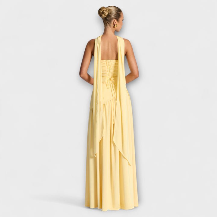 Tessa - Vestido Maxi Amarillo con Abertura