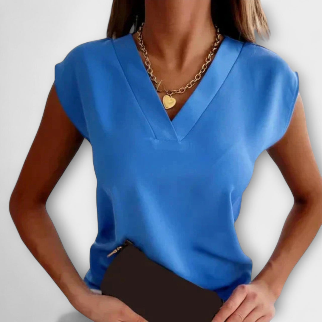 Melanie - Blusa de verano beige con mangas sueltas
