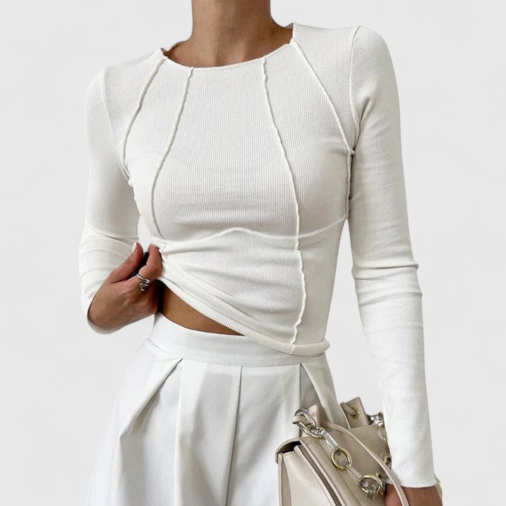Rozminda - Camiseta blanca de manga larga y cómoda