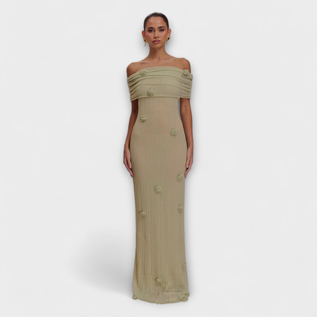 Erica - Vestido Maxi Verde Oliva con Caída Elegante