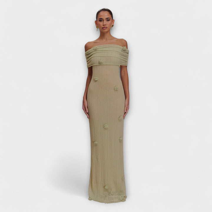 Erica - Vestido Maxi Verde Oliva con Caída Elegante
