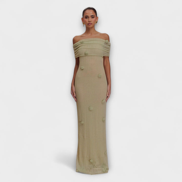 Erica - Vestido Maxi Verde Oliva con Caída Elegante