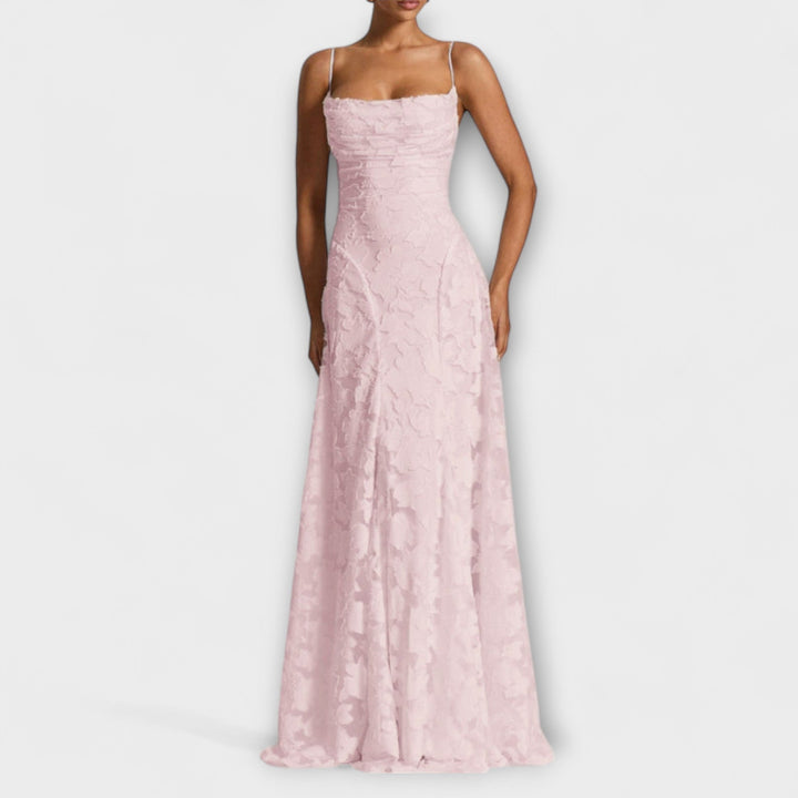 Emberly - Vestido Maxí de Jacquard Blanco