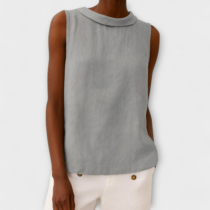 Brianna - Top elegante sin mangas en beige
