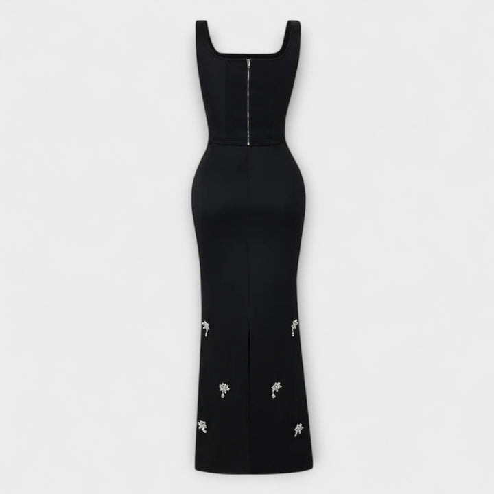 Avalon - Conjunto de perlas negras con blusa y falda