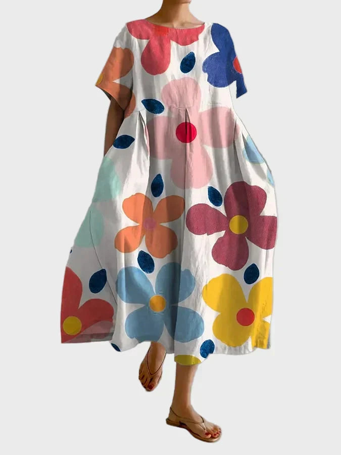 Vestido verde lima con estampado de flores