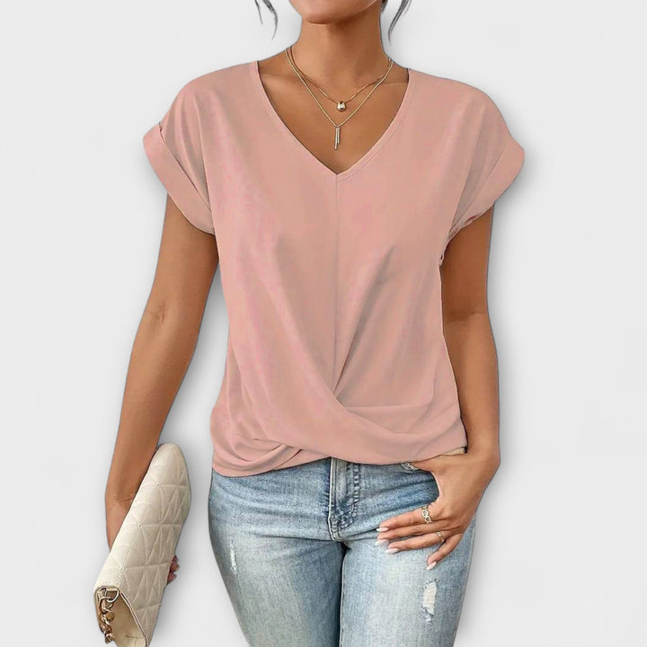 Eloise - Top rosa claro con escote en V