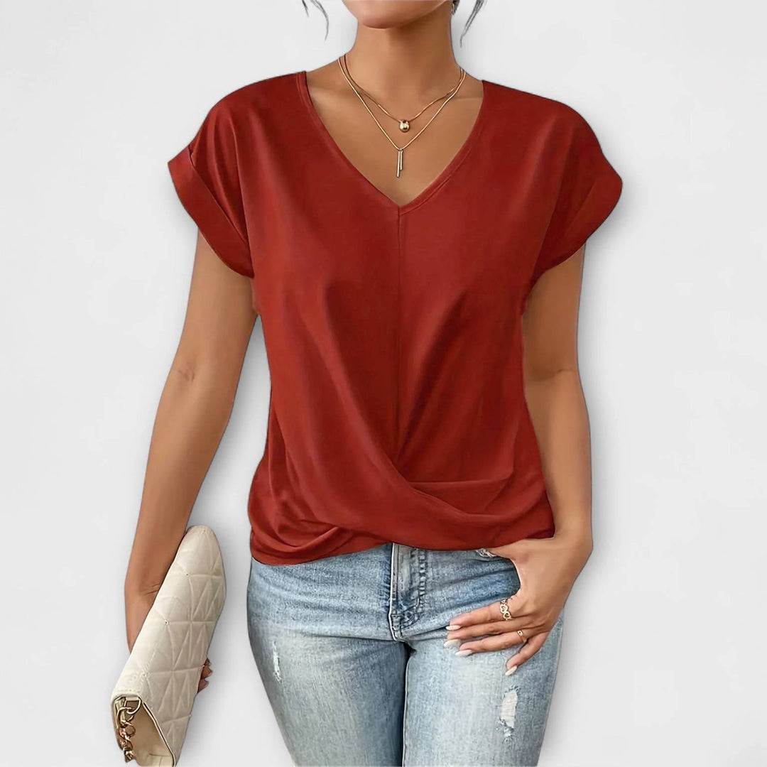 Eloise - Top rosa claro con escote en V