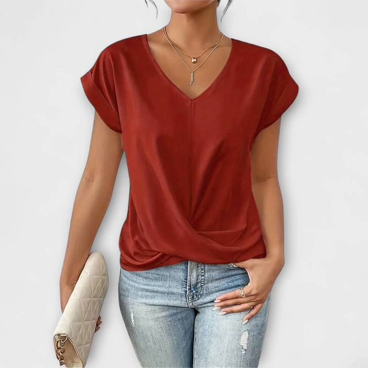Eloise - Top rosa claro con escote en V