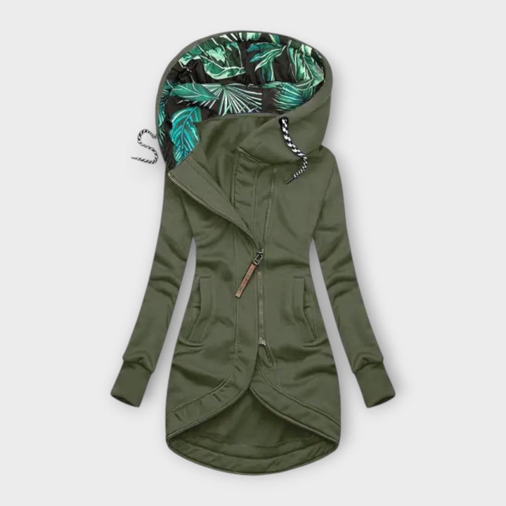Nora - Chaqueta elegante verde oliva con estampado