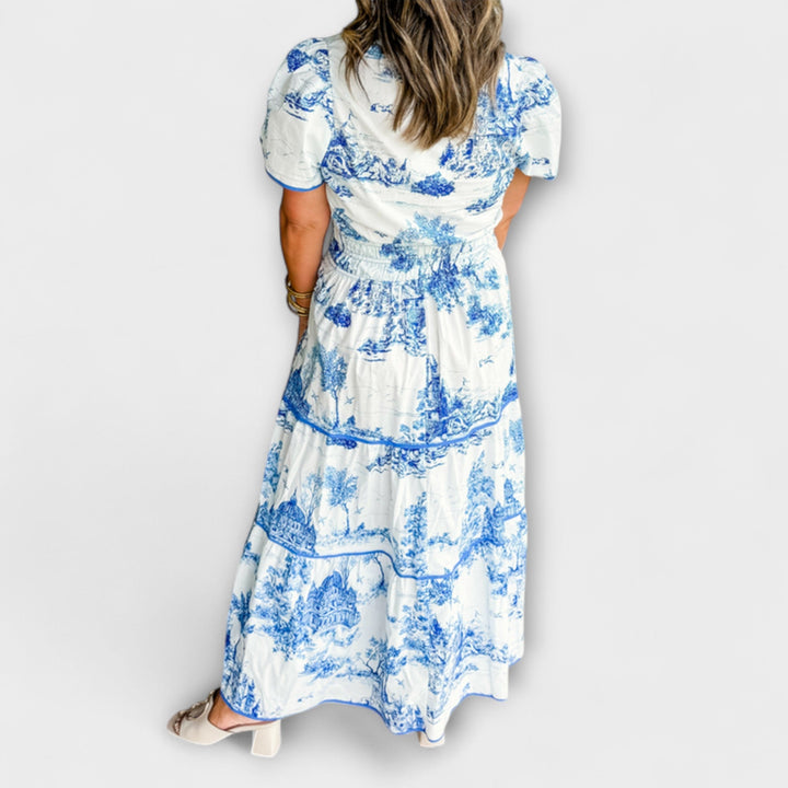 Eliza - Vestido maxi de toile color crema con encaje