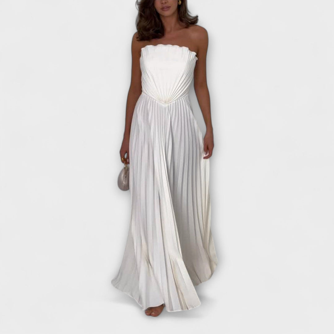 Athena - Vestido plisado en color crema