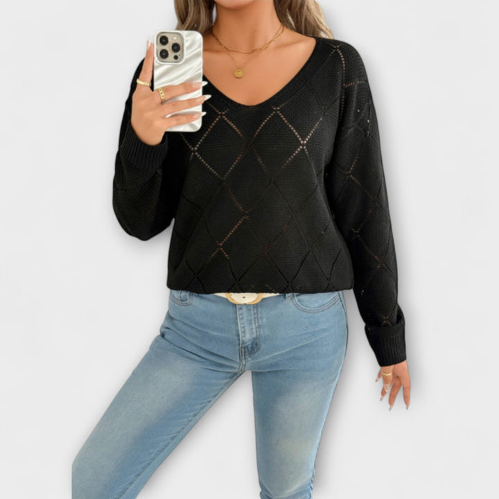 Evers - Jersey casual con diseño de rombos