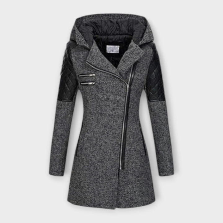 Sophia - Abrigo de invierno gris con capucha