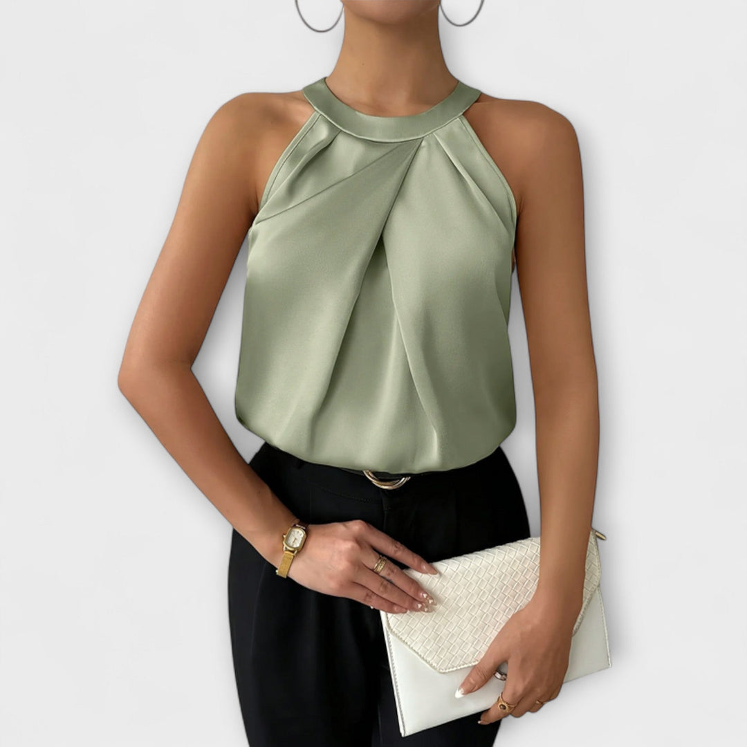 Skye - Top off-shoulder en color champán