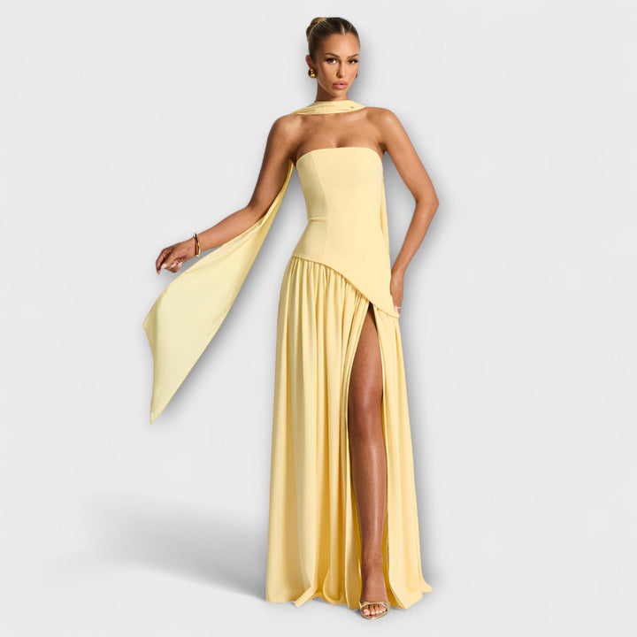 Tessa - Vestido Maxi Amarillo con Abertura