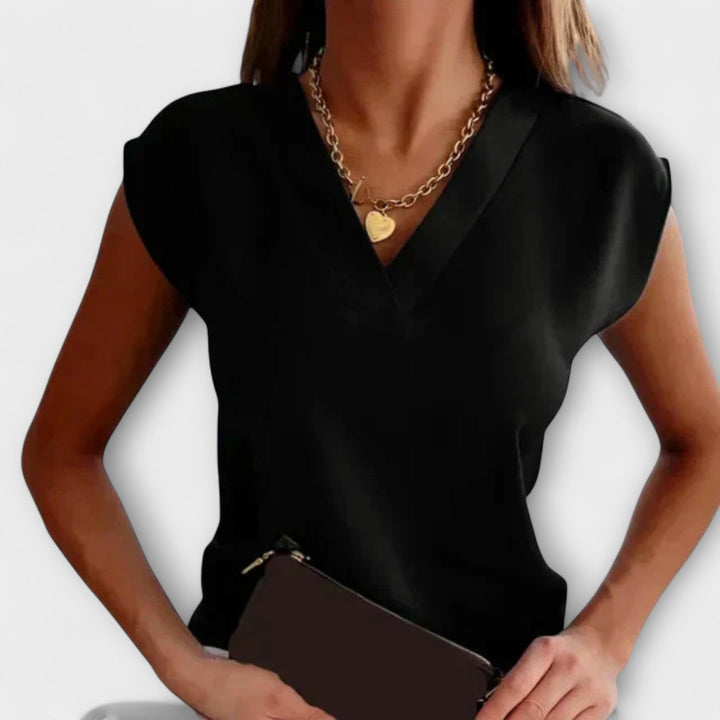 Melanie - Blusa de verano beige con mangas sueltas