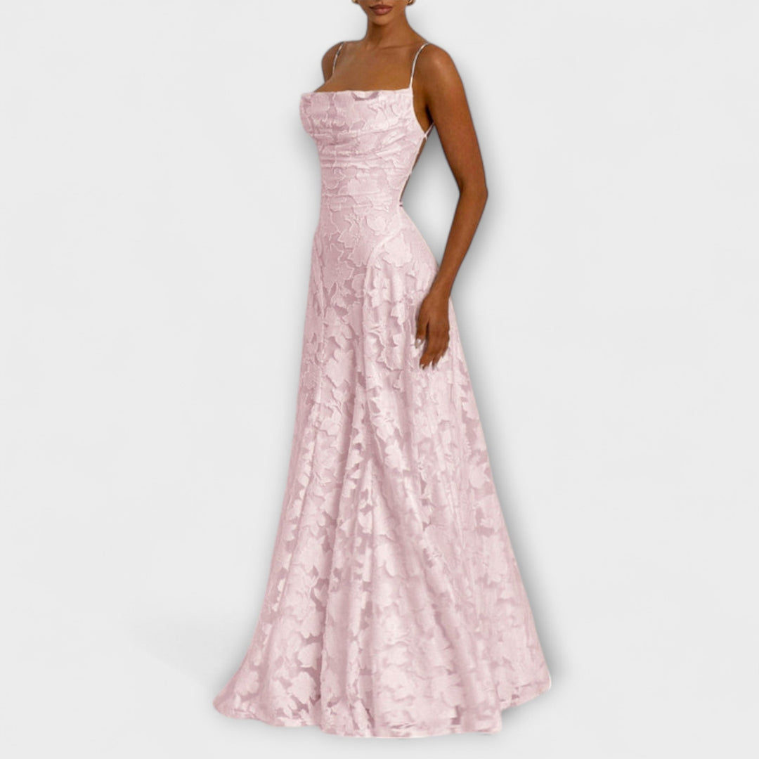 Emberly - Vestido Maxí de Jacquard Blanco