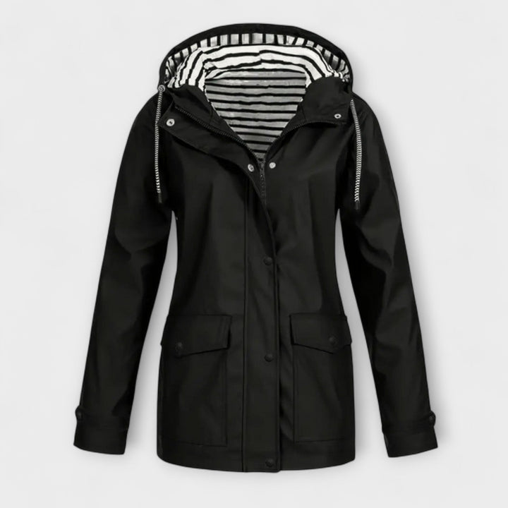 Alessa - Chaqueta de lluvia negra y elegante