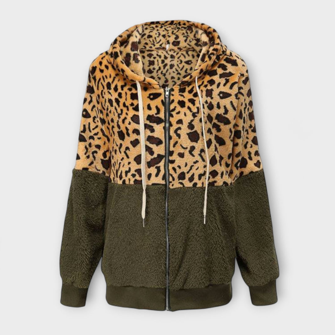 Lea - Jersey de felpa con capucha y estampado de leopardo
