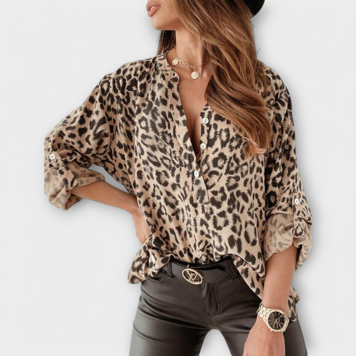 Clara - Blusa de moda con estampado de leopardo