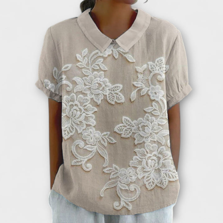 Emma - Camisa blanca con encaje vintage
