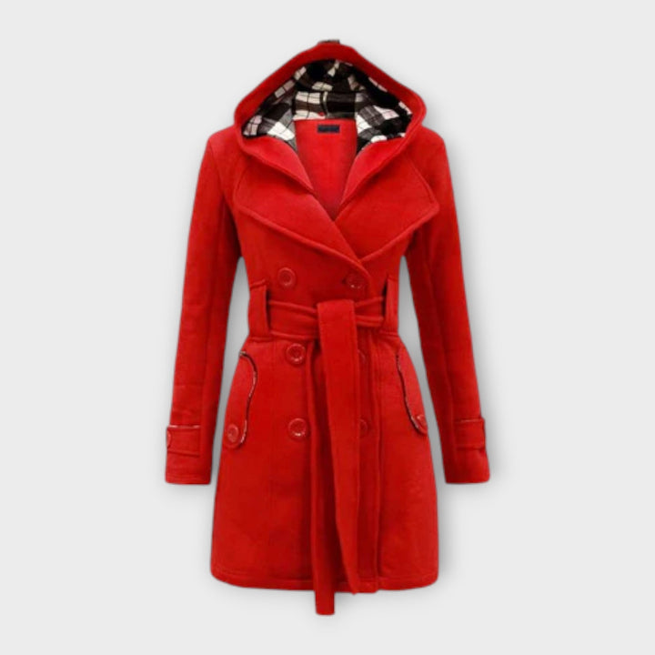 Evelyn - Abrigo de invierno gris cálido con capucha