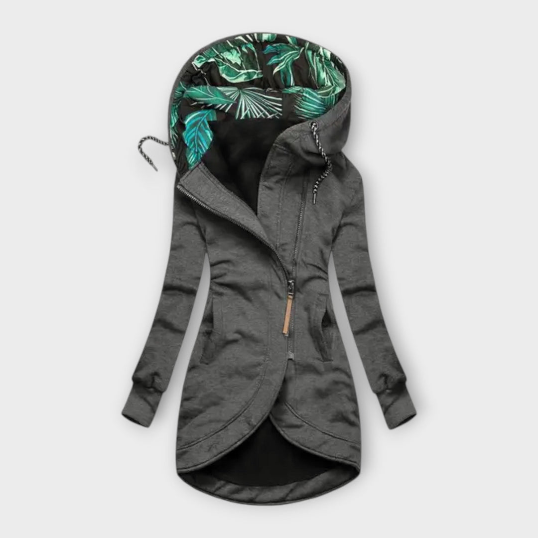 Nora - Chaqueta elegante verde oliva con estampado