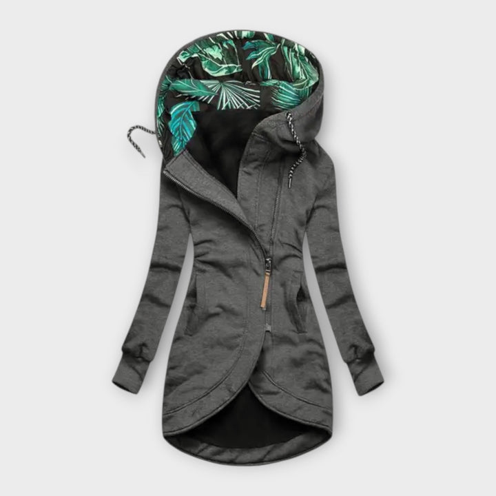 Nora - Chaqueta elegante verde oliva con estampado