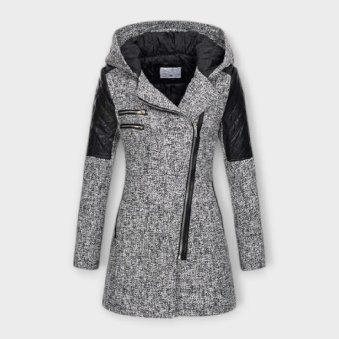 Sophia - Abrigo de invierno gris con capucha