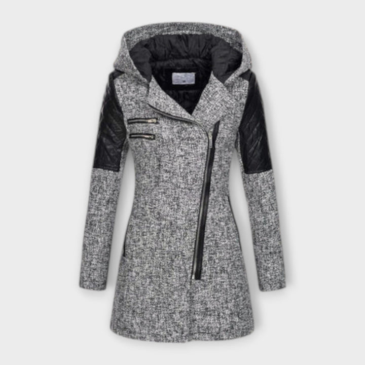 Sophia - Abrigo de invierno gris con capucha
