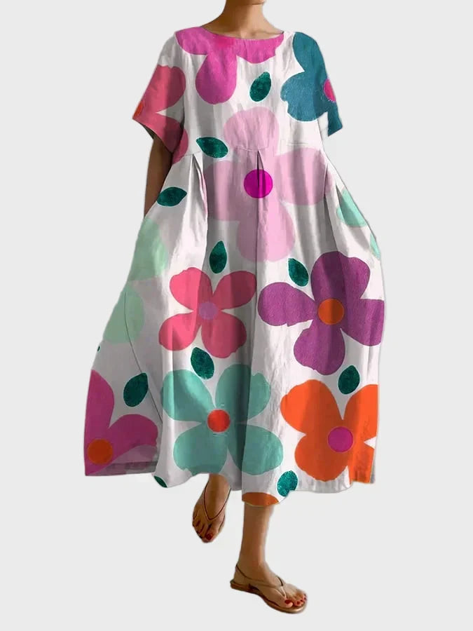 Vestido verde lima con estampado de flores