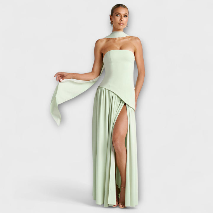 Tessa - Vestido Maxi Amarillo con Abertura