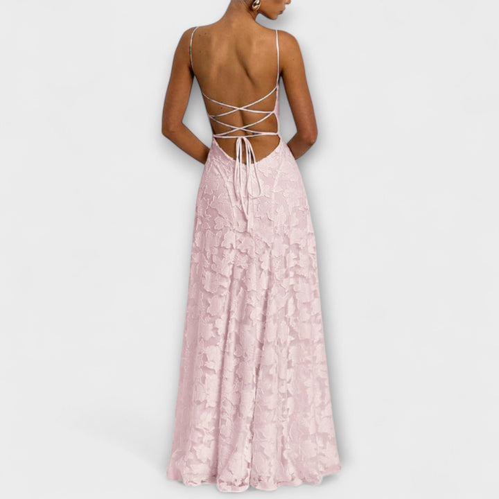 Emberly - Vestido Maxí de Jacquard Blanco