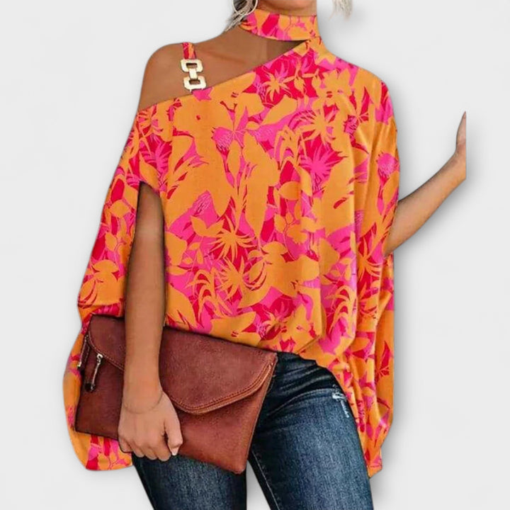 Nati - Blusa sin hombros con diseño gráfico