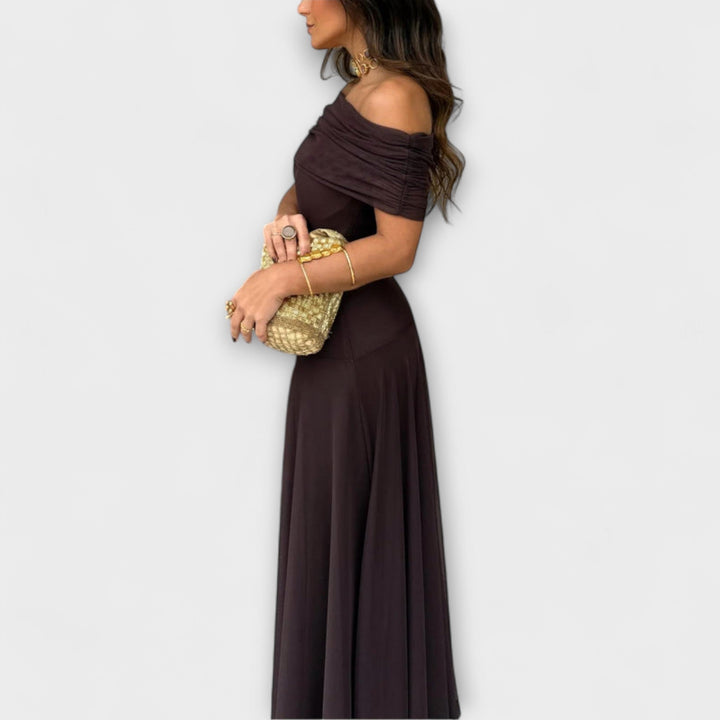 Meadow - Vestido maxi de malla de un hombro