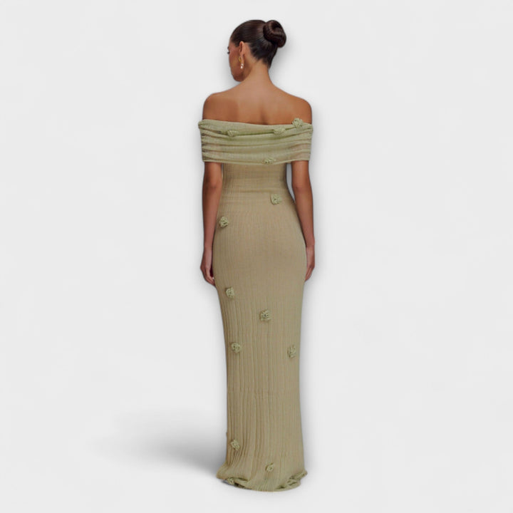 Erica - Vestido Maxi Verde Oliva con Caída Elegante
