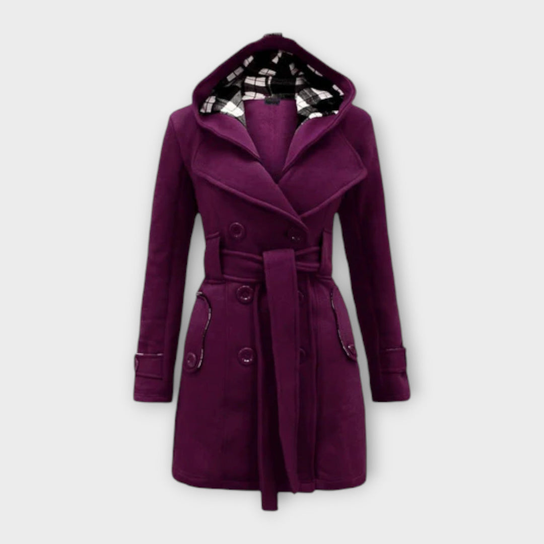 Evelyn - Abrigo de invierno gris cálido con capucha