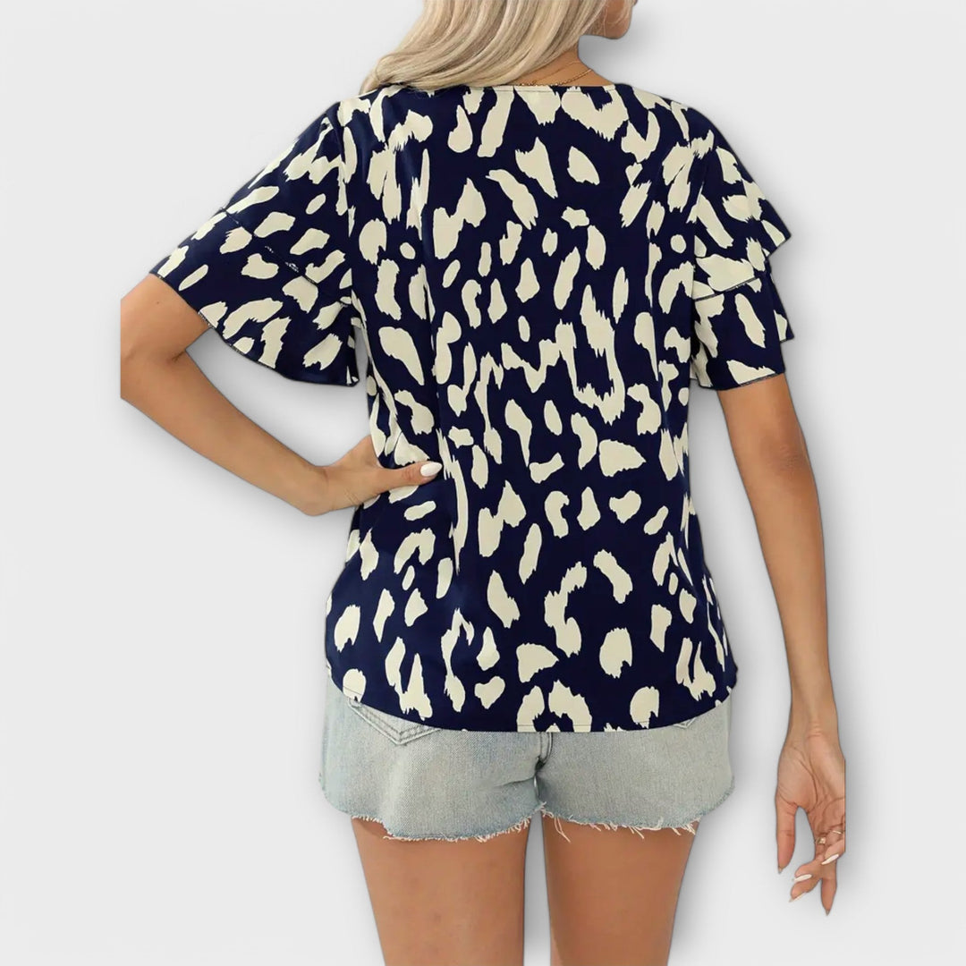 Evelyn - Blusa casual con estampado animal