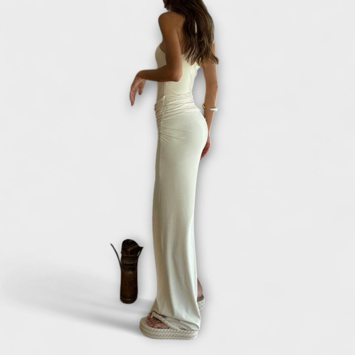 Minna - Vestido Maxí Cut-Out sin Mangas en color Crema