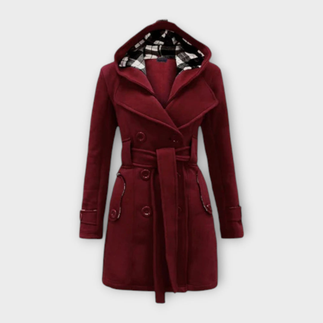 Evelyn - Abrigo de invierno gris cálido con capucha