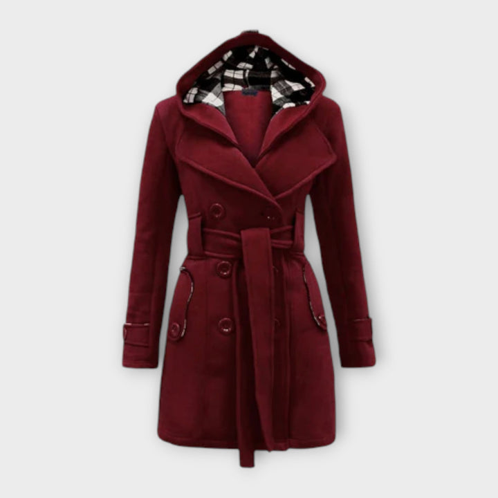 Evelyn - Abrigo de invierno gris cálido con capucha
