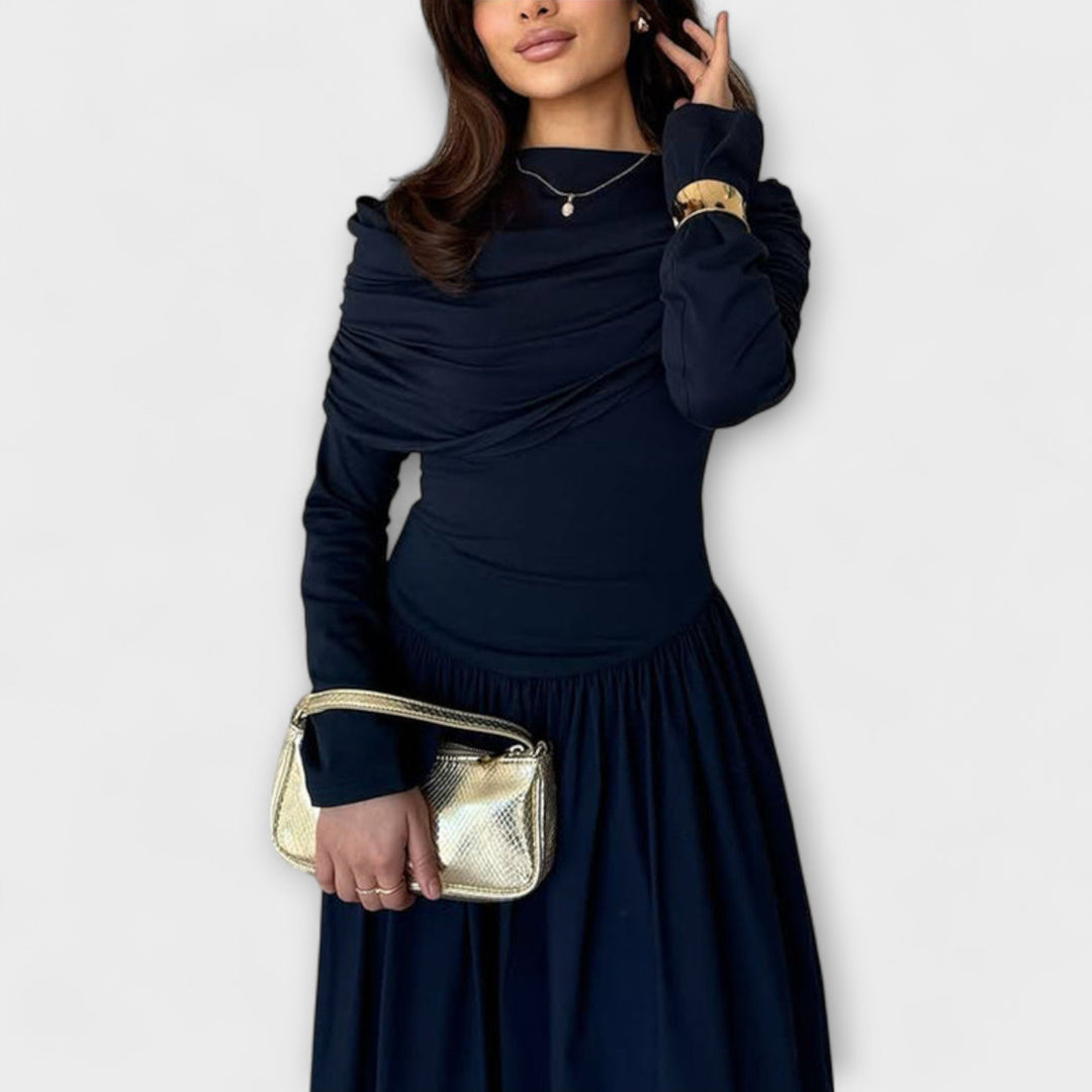 Jessica - Vestido plisado lila relajado