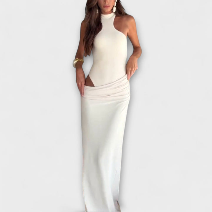 Minna - Vestido Maxí Cut-Out sin Mangas en color Crema