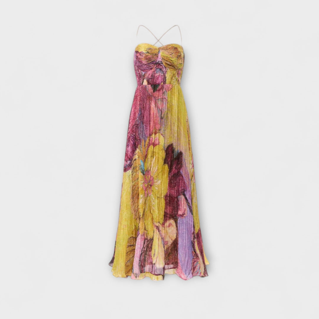 Kiara - Vestido maxí colorido con estampado ikat