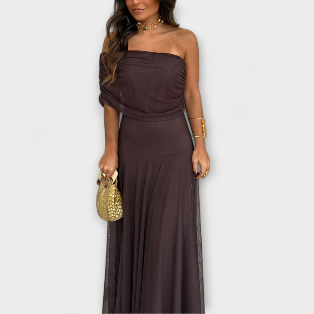 Meadow - Vestido maxi de malla de un hombro