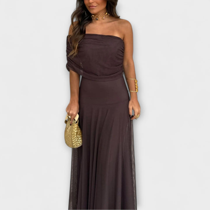 Meadow - Vestido maxi de malla de un hombro