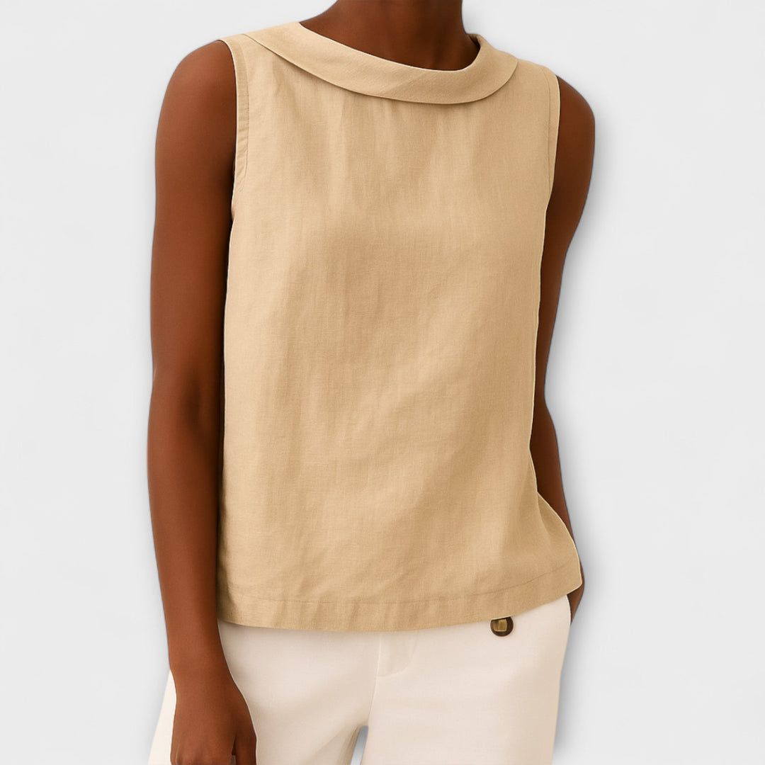 Brianna - Top elegante sin mangas en beige