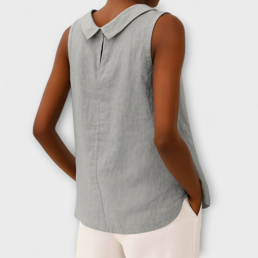 Brianna - Top elegante sin mangas en beige