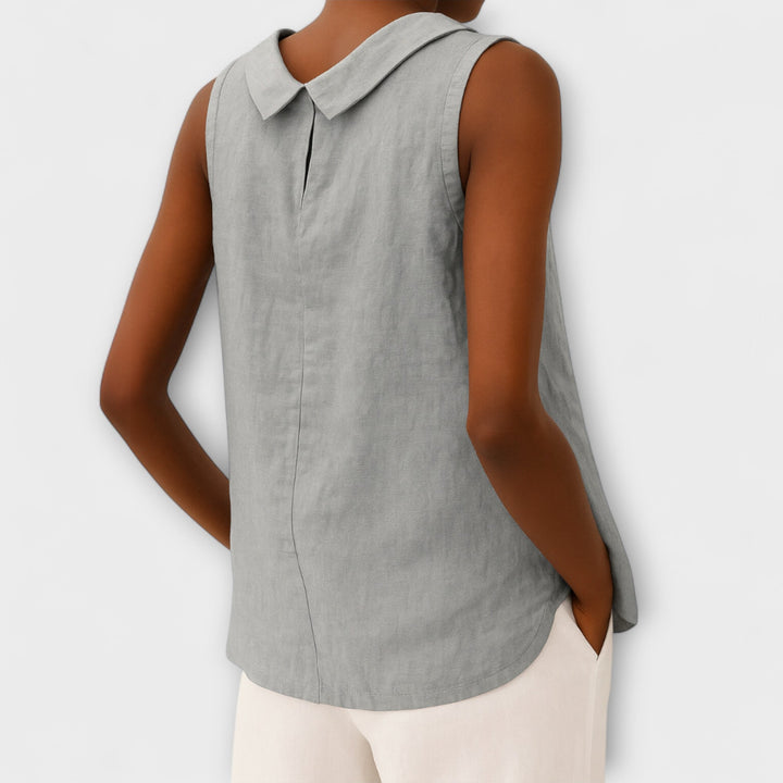 Brianna - Top elegante sin mangas en beige